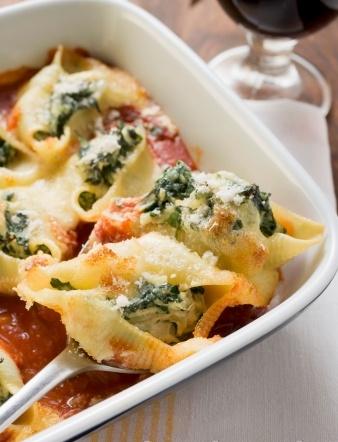 Spinach Stuffed Shells served with Meat Sauce